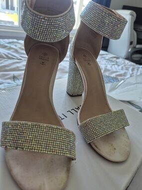 Call It Spring Womens Iridescent Rhinestone Ankle Strap Heels - Nude